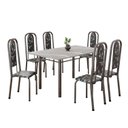 Ver imagem 2 de Conjunto de Mesa Retangular 140x75cm Tampo Granito Topázio 6 Cadeiras Lavínea Prata/Preto Floral/Mart