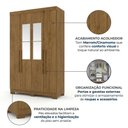 Ver imagem 4 de Guarda-Roupa Solteiro 4 Portas, 2 Gavetas, Pés e Espelho Noronha Marrom/Cinamomo