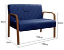 Ver imagem 3 de Sofá 2 Lugares Namoradeira Lara Decoração Sala Quarto Recepção Azul Marinho