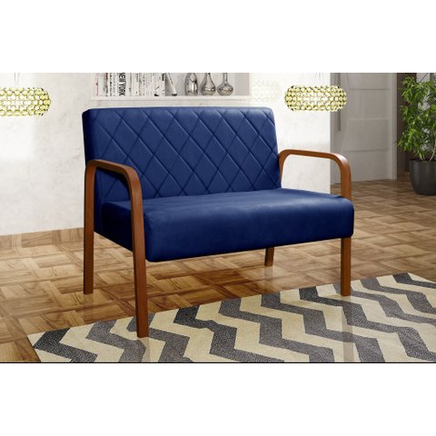 Sofá 2 Lugares Namoradeira Lara Decoração Sala Quarto Recepção Azul Marinho