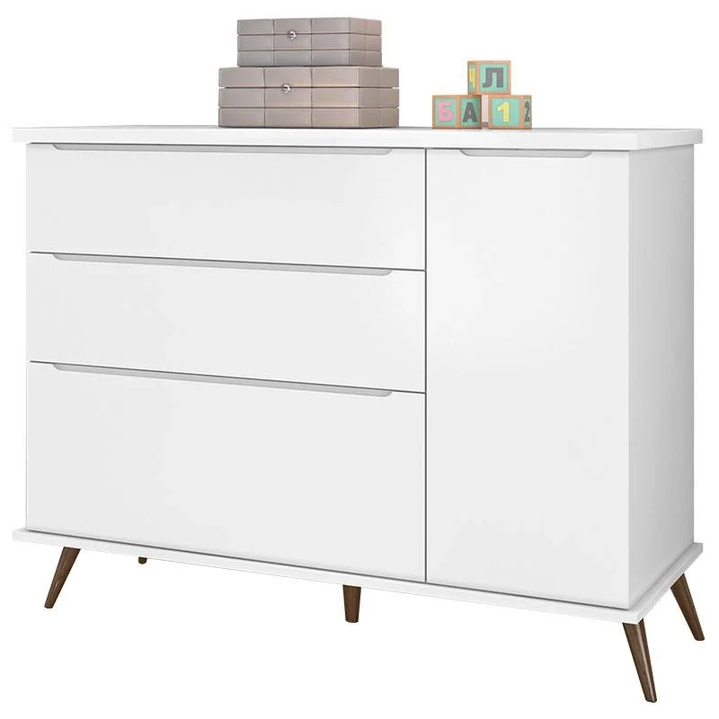 Jogo de Quarto Infantil Retrô Melinda – Roupeiro, Cômoda e Berço Mini Cama Ana Branco 100% MDF - Pho - 4