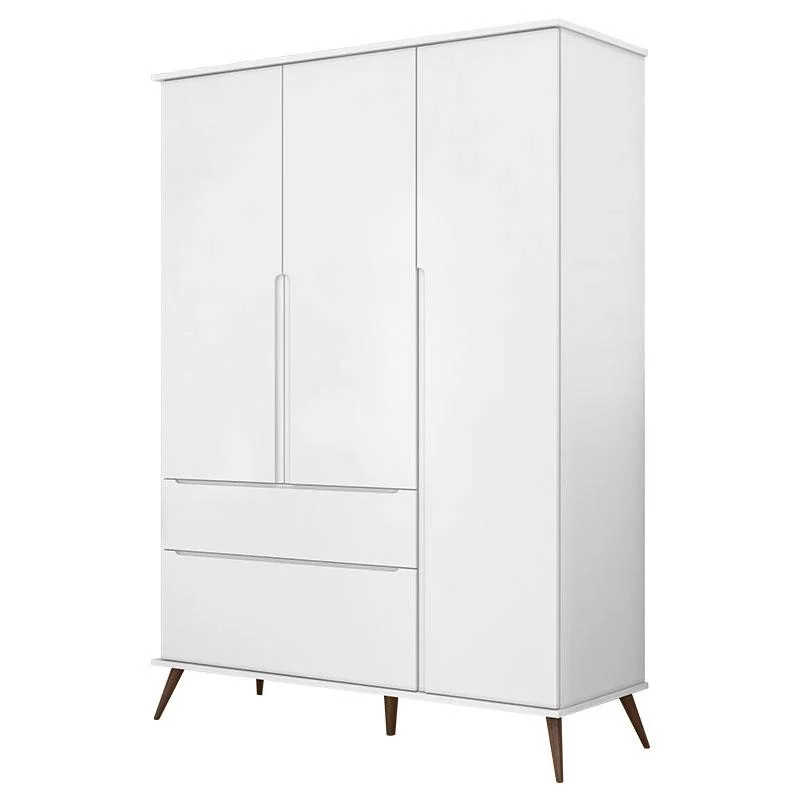 Jogo de Quarto Infantil Retrô Melinda – Roupeiro, Cômoda e Berço Mini Cama Ana Branco 100% MDF - Pho - 3