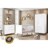 Jogo de Quarto Infantil Retrô Melinda – Roupeiro, Cômoda e Berço Mini Cama Ana Branco 100% MDF - Pho - 1