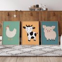 Ver imagem 4 de Kit 3 Quadros Decorativos Infantil - Bichinhos Das Cores NO2 - 30x40 - Moldura Madeira
