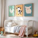Ver imagem 2 de Kit 3 Quadros Decorativos Infantil - Bichinhos Das Cores NO2 - 30x40 - Moldura Madeira