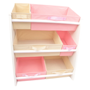 Ver imagem 2 de Organizador de Brinquedos Infantil Médio Bege Palha e Rosa