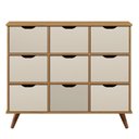 Ver imagem 1 de Nicho Organizador Retrô 9 Gavetas Freijó/off White - Qmovi