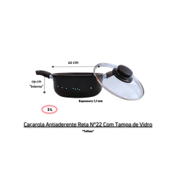 Transforme suas refeições com a Caçarola Antiaderente Nº22 da Luz Nobre Preto - 5