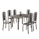 Ver imagem 2 de Conjunto de Mesa Retangular 140x75cm Tampo Ardósia Indiano 6 Cadeiras Lavínea Prata/Preto Floral/Mart