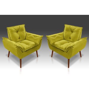 KIT 02 POLTRONAS OPALA SUEDE AMARELO - MODENA DECOR