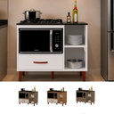 Ver mais imagens de Balcão Cooktop 5 Bocas com Nicho Micro-Ondas Córdoba 1 Gaveta Pés PVC - Branco