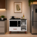 Ver imagem 1 de Balcão Cooktop 5 Bocas com Nicho Micro-Ondas Córdoba 1 Gaveta Pés PVC - Branco