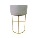 Ver imagem 5 de Kit 4 Banquetas Alta Decorativa Luxo Zoe Tecido Bouclé Base de Metal Dourado Fosco Poltronas do Sul