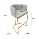 Ver imagem 4 de Kit 4 Banquetas Alta Decorativa Luxo Zoe Tecido Bouclé Base de Metal Dourado Fosco Poltronas do Sul