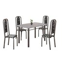 Ver imagem 2 de Conjunto de Mesa Retangular 120x75cm Tampo Granito Ocre 4 Cadeiras Lavínea Prata/Preto Floral/Mart