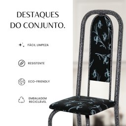 Conjunto de Mesa Retangular 120x75cm Tampo Granito Topázio 4 Cadeiras Lavínea - 13
