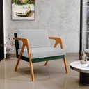 Ver imagem 2 de Kit 03 Poltronas Decorativas Sala Estar Pietra L02 Facto Verde Musgo Linho Cinza - Lyam Decor