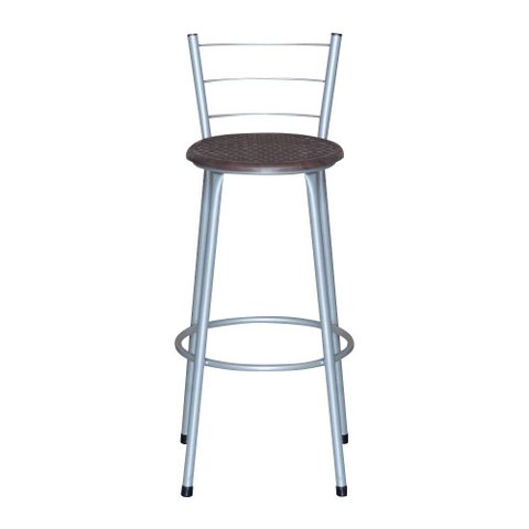 Banqueta Alta Ratan Cinza Retro Assento Cinza