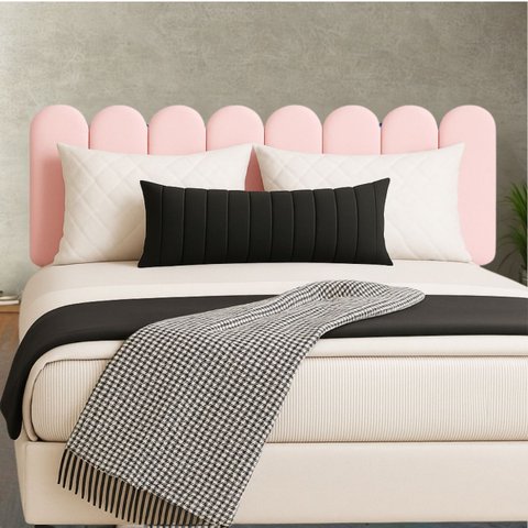 Cabeceira Nuvem Queen Size Facil Instalação 8 Placas 45x20cm:rosa Bebe