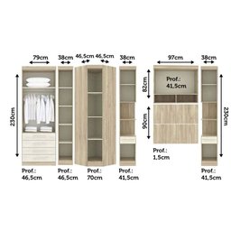 Guarda Roupa Modulado de Canto Solteiro 10 Portas 6 Gavetas Armario Ponte com Cabeceira Master Lucia - 3