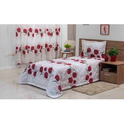 Kit Cobre Leito Rosas Solteiro 02 Peças Algodão - 1