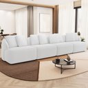 Ver imagem 2 de Sofá 5 Lugares para Sala de Estar Living 394cm Arlo F04 Bouclê Off White - Lyam Decor
