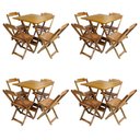 Ver imagem 1 de Kit 4 Jogos De Mesa Com 4 Cadeiras De Madeira Dobravel 60X60 - Mel - Amarelo