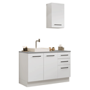 Ver imagem 2 de Conjunto Gabinete para Banheiro 120cm 3 Portas 3 Gavetas Branco Agata Madesa 01
