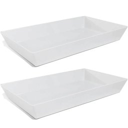 Kit 2 Travessas Melamina 53x32cm Branca Restaurante Buffet Haus Concept - 2