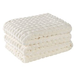 Cobertor Comfy Queen Manta Ultrasoft Alto Relevo Super Macia - Marfim - Palha - 1