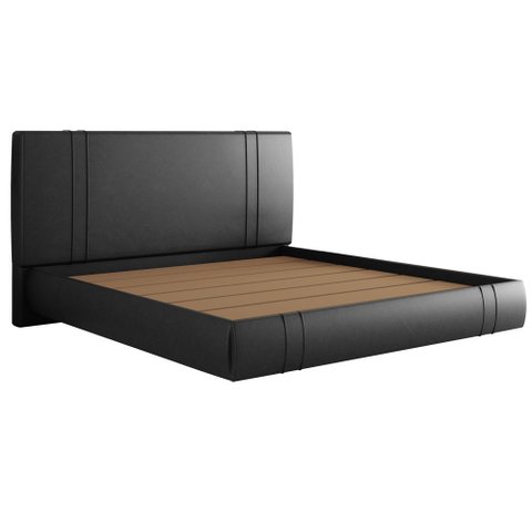 Cama King Flutuante com Cabeceira 195cm Astra S04 Couríssimo Preto - Lyam Decor