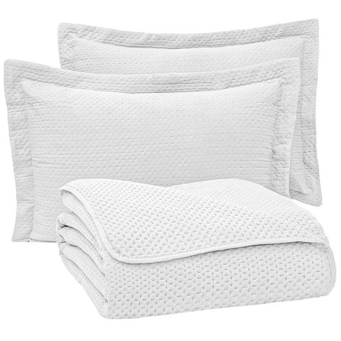 Cobre Leito Colcha Inspiração Casal 3 Peças Bege - Branco