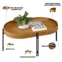 Ver imagem 4 de Mesa De Centro Para Sala de Estar Jantar Industrial Sintético Caramelo Nord L05 Nature Preto - Lyam