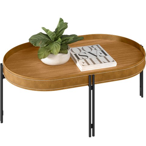 Mesa De Centro Para Sala de Estar Jantar Industrial Sintético Caramelo Nord L05 Nature Preto - Lyam 