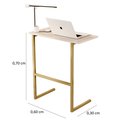 Ver imagem 4 de Mesa Apoio Lateral Encaixe Sofa Home Office Thor:pérola/dourado