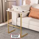 Ver imagem 2 de Mesa Apoio Lateral Encaixe Sofa Home Office Thor:pérola/dourado