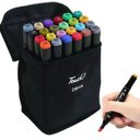 Ver imagem 1 de Canetinhas Marcador 24 Cores Estojo Canetas Coloridas Permanente Ponta Dupla Escola Faculdade Desenh
