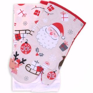 Kit Pano de Prato Felpudo e Luva de Forno Natal Bene Casa