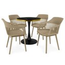 Ver imagem 1 de Conjunto Mesa de Jantar Redonda Majestic 70cm Preta com 4 Cadeiras Estofadas Marcela - Nude Escuro