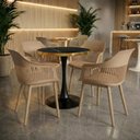 Ver imagem 2 de Conjunto Mesa de Jantar Redonda Majestic 70cm Preta com 4 Cadeiras Estofadas Marcela - Nude Escuro
