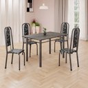 Ver imagem 1 de Conjunto de Mesa Retangular 120x75cm Tampo Ardósia Indiano 4 Cadeiras Lavínea Prata/Preto Floral/Mart
