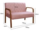 Ver imagem 3 de Sofá 2 Lugares Namoradeira Lara Decoração Sala Quarto Recepção Rosa Rose
