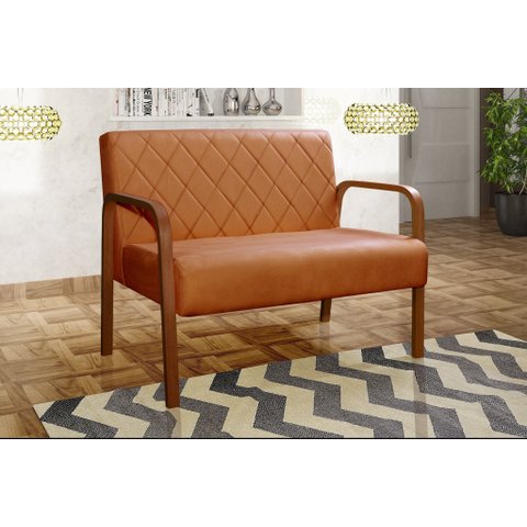 Sofá 2 Lugares Namoradeira Lara Decoração Sala Quarto Recepção Laranja Terracota