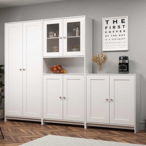 Armário de Cozinha com Balcão e Paneleiro 3 Peças 8 Portas 8 Prateleiras Americano 252cm Cor