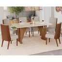 Ver imagem 1 de Conjunto Sala Jantar Adriana 180 Cm 6 Cadeiras Anne Canto Arredondado com Vidro