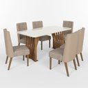 Ver imagem 2 de Conjunto Sala Jantar Adriana 180cm Canto Arredondado com Vidro + 6 Cadeiras Anne