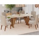 Ver imagem 1 de Conjunto Sala Jantar Adriana 180cm Canto Arredondado com Vidro + 6 Cadeiras Anne