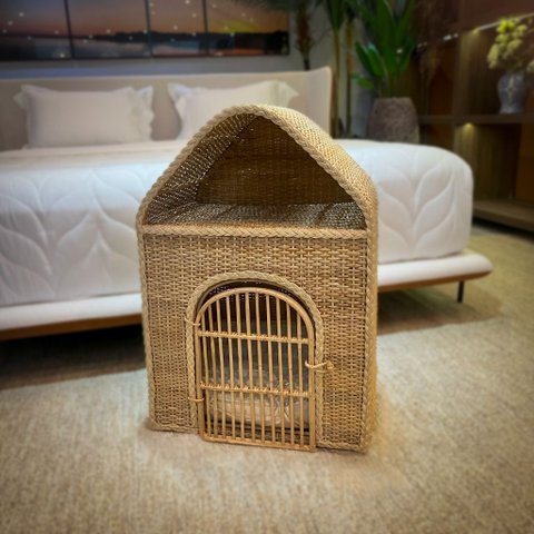 Casa Pet Fibra Natural Grande Decorativa Animal Cama Porta
