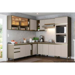 Cozinha Modulada Henn Connect 16 Peças (4 Armários + 4 Balcões + 1 Paneleiro + 7 Complementos) C16P0