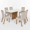 Ver imagem 2 de Conjunto Sala Jantar Vértice 160cm Canto Reto com Vidro + 6 Cadeiras Vita